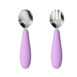 Silicone Cultery with Stainless - Purple