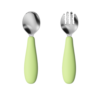 Silicone Cultery with Stainless - Green