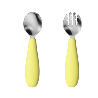 Silicone Cultery with Stainless - Yellow