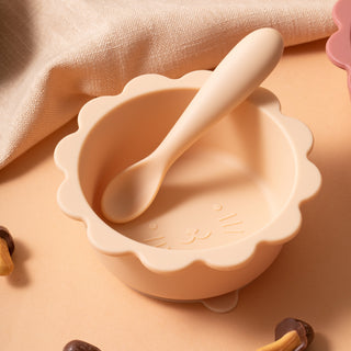 Catbowl and Spoon Set - Cream